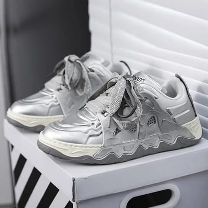 White Black SK22 Shoes-Silver / 5