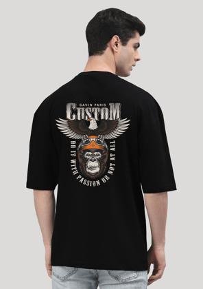 Custom Eagle Back Oversized Black Tee by Gavin Paris-S / Black