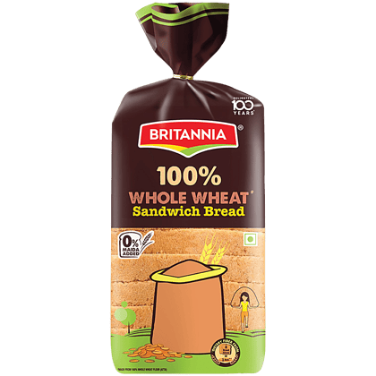 Britannia 100% Whole Wheat Bread, 450 gm
