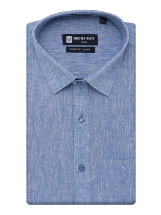 Mens Cotton Linen Regular Fit Blue Colour Shirt Comfort Linen-36 / F/S / Coral