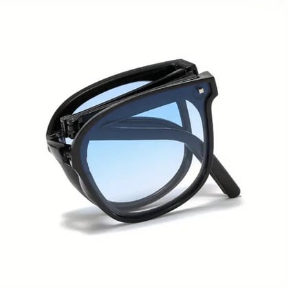 First Lens UrbanFold UV-400 Square Sunglasses-Black-Blue