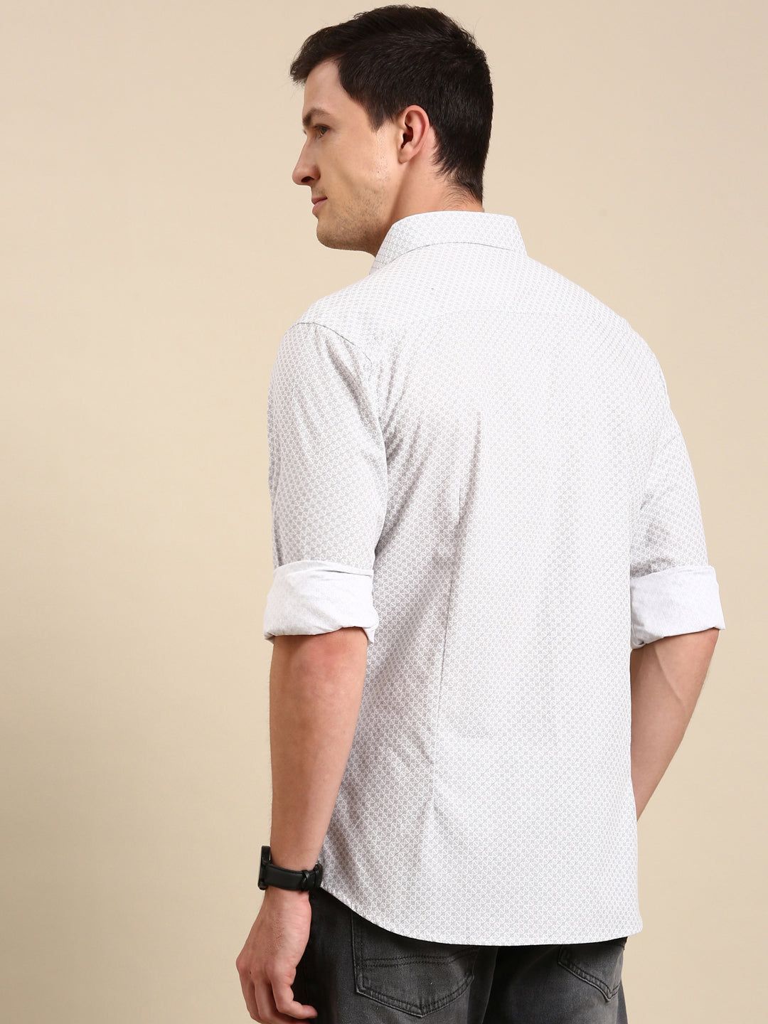 White Printed Full Sleeves Shirt-40