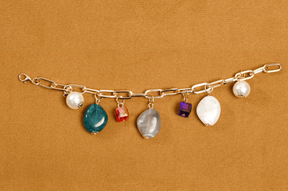 Multi Colour Gold Chain Bracelet