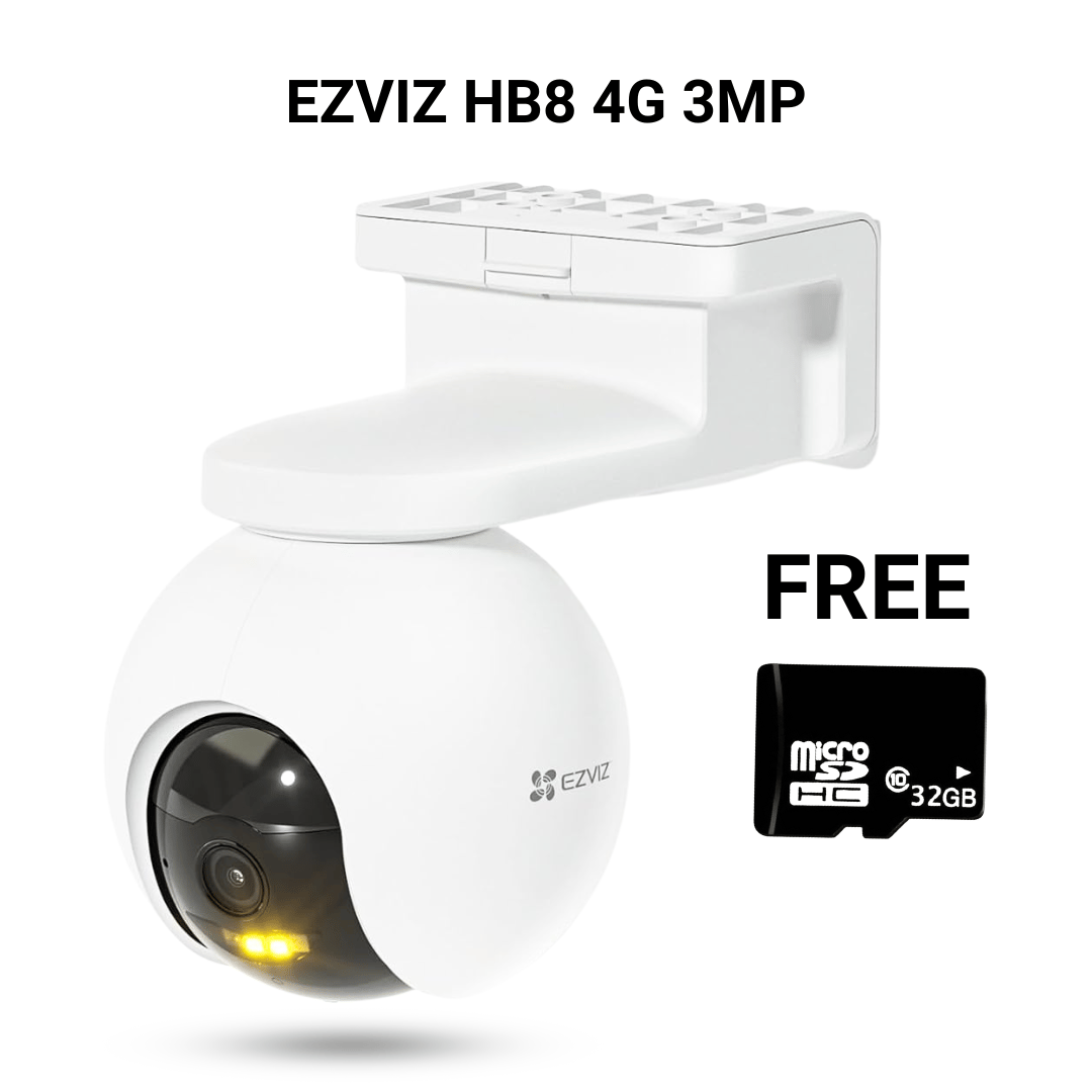 EZVIZ HB8 (3MP,4G)2K, 4G SIM Based Battery-Powered Pan & Tilt Camera Wireless Battery Camera,Human Detection, MicroSD Card (Up to 512 GB)- White (CS-HB8 (3MP,4GA)