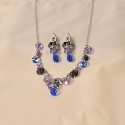 Painfully Purple Necklace Set-Silver / 17"