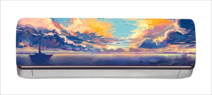 DreamKraft Decorative Multicolor Sky with Ship AC Sticker (Multicolor PVC Vinyl, 30cm X 91cm)