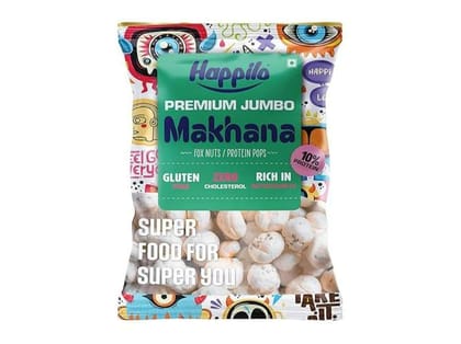 Happilo Premium Jumbo Fox Nuts (Phool Makhana) 200g Healthy Snack Low Calorie Gluten Free and Vegan