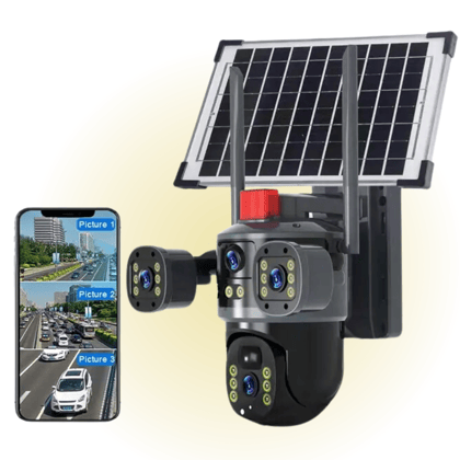 Maizic Smarthome Dual-Lens/Triple-Screen View 4K Ultra HD Pan & Tilt 4G/5G Sim Based Solar Powered CCTV Security Camera-Black / Two-Way Talk