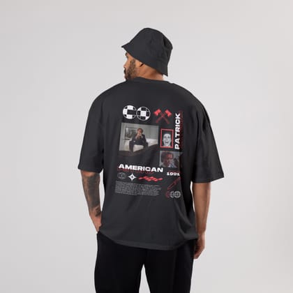 American Psycho:Patrick Bateman Oversized T-Shirt-S / Black / 240 GSM (100% Cotton)