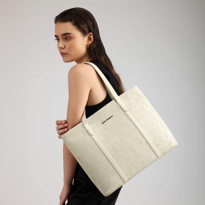 Valley Afternoon Tote Bag-White / 37X9X31 cm