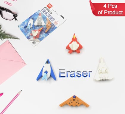 Eraser Set for Kids: Gun & Plane Shape Erasers - Stylish and Cute - Ideal for School and Artists - Perfect Birthday Gifts and Return Gifts (4 Pc Set)