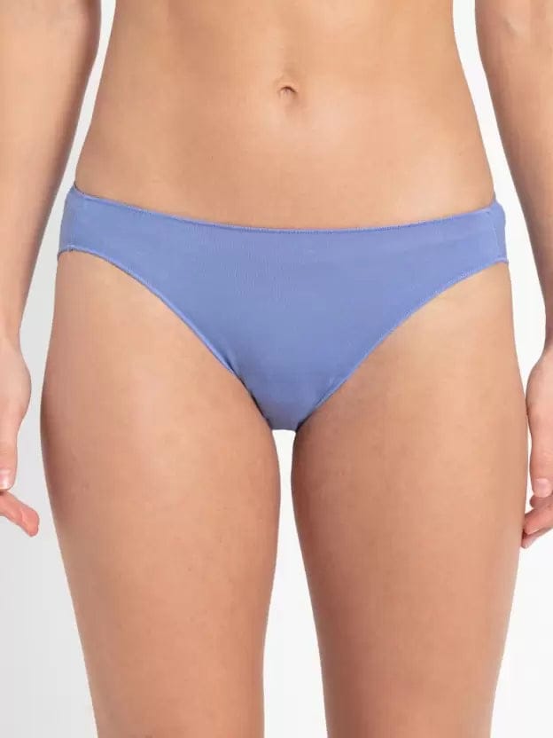 Jockey Women's Medium Coverage Micro Modal Elastane Stretch Mid Waist Bikini With Concealed Waistband and StayFresh Treatment 1803-XL / Iris Blue