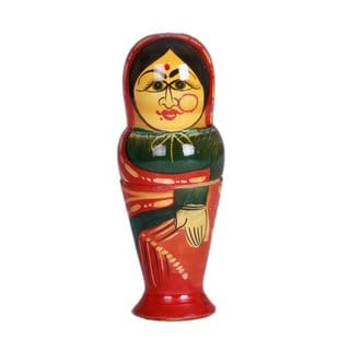 Lepakshi Handicrafts Etikoppaka Six-in-One Female Doll Set - Handcrafted Wooden Decor and Gift (Multicolor, 3 x 6 Inches