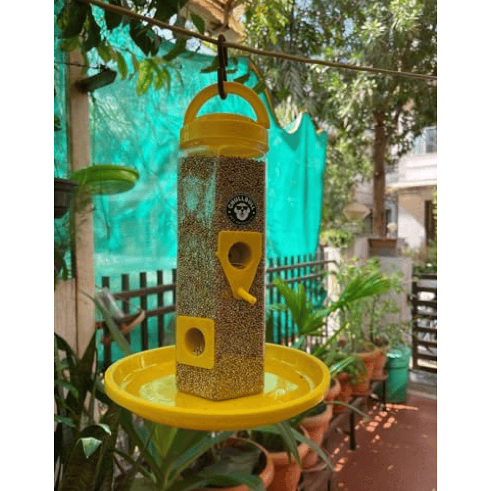 Chullbull Balcony Grill Food Feeder for Birds Yellow-Chullbull Balcony Grill Food Feeder for Birds (Yellow) - Pack of 1