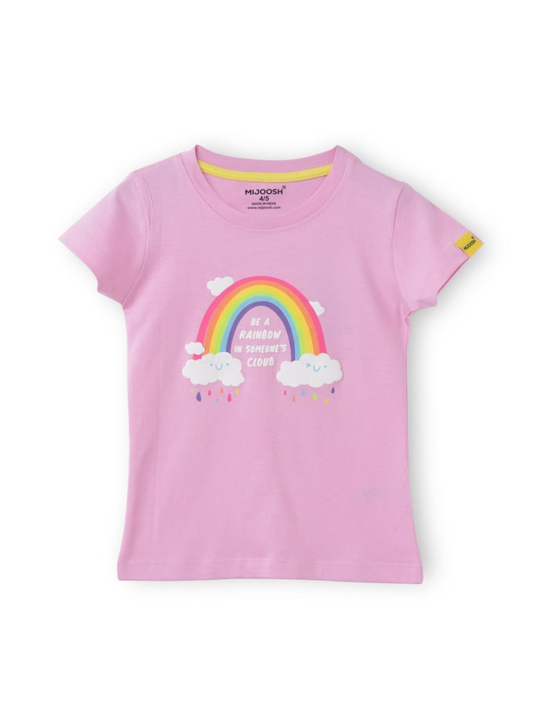 Top Kids Girls T shirt Cotton Bon Bon Pink Rainbow and Cloud 2025 at ShopCircuit | ONDC