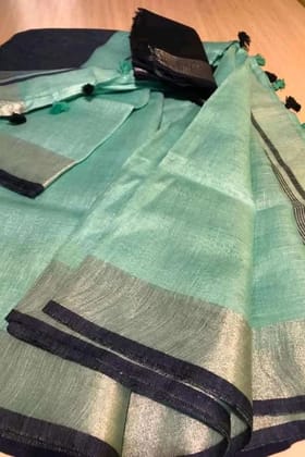 Handwoven Pure Linen Saree
