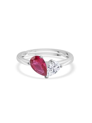 Pear Red Ruby Toi Et Moi Adjustable Ring-Adjustable
