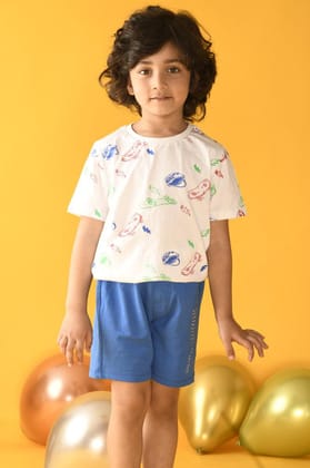 SKATEBOARD BLUE SHORTS SET - WHITE/BLUE-0-6 MONTHS / 2N / White/Blue