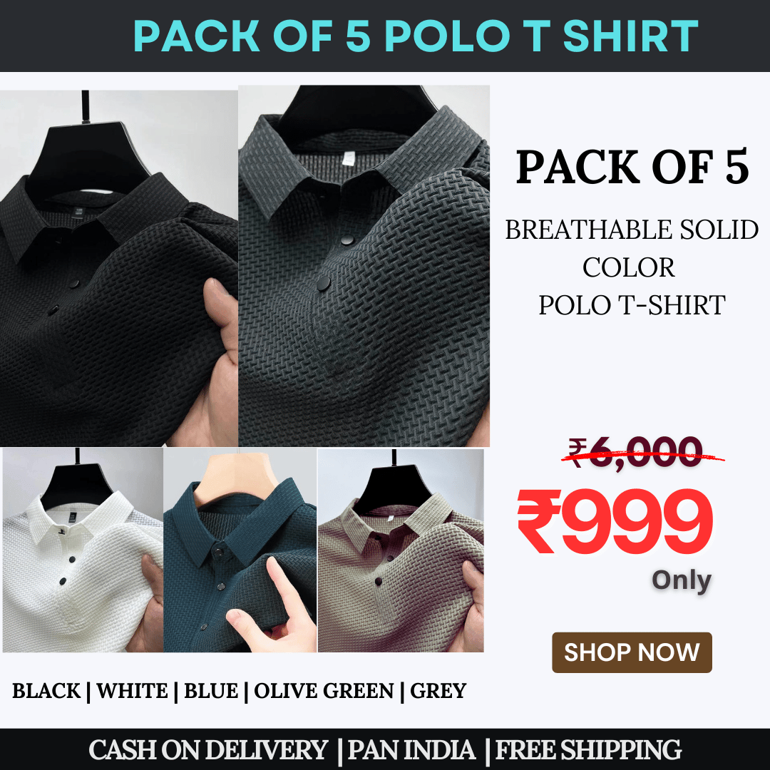 Breathable Solid Color Polo Shirt ( PACK OF 5 )-xs