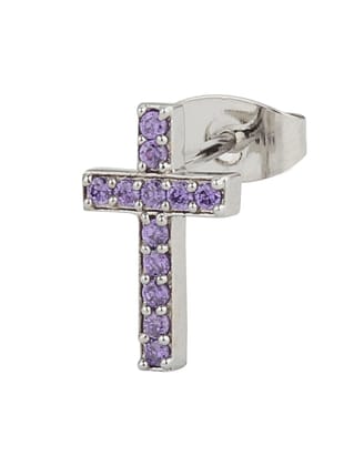 Cross Iced Out Stud Earrings (Iris Purple)-Pair / Iris Purple