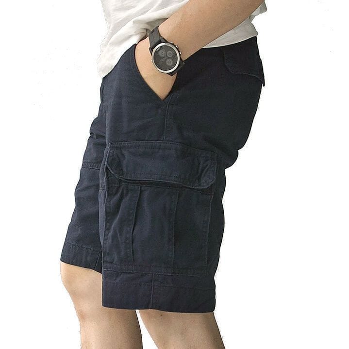Romano nx 100% Cotton Cargo Shorts for Men- Bermuda with Multi-Pockets & Side Zipper Pockets Navy Blue-28 Waist (in Inches)