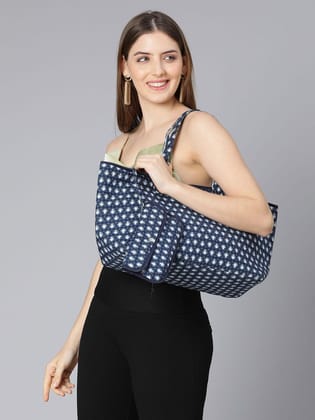 Sapphire Blue Printed Reversible Women Handbag For Chic Style-FR