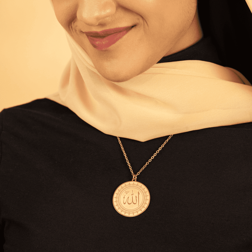 Allah Design Islamic Necklace-Gold