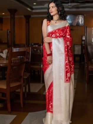 Party Wear Pure Banarasi Semi Silk Saree