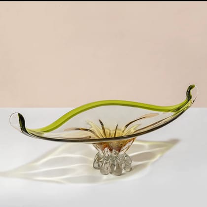 MURANO GLASS LUXURY HANDCRAFTED VASE-Single Piece / Hand Blown Glass / H: 7 | L: 8 | W: 4 (inch)