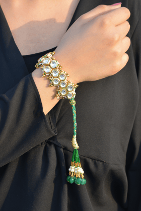 HONEYCOMB POCHI BRACELET- GREEN-5 bracelets with pouches