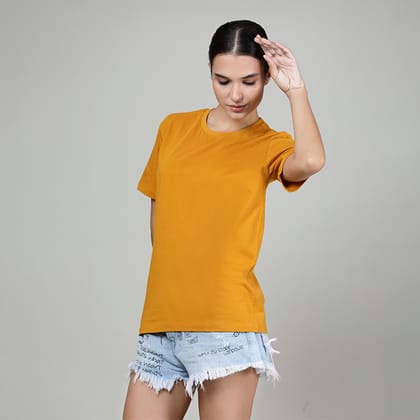 Honey Mustard - Womens Half sleeves T- Shirt-XS