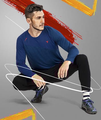 TechnoSport Crew Neck Full Sleeve Dry Fit T Shirt for Men P-464 (Royal Blue)-L