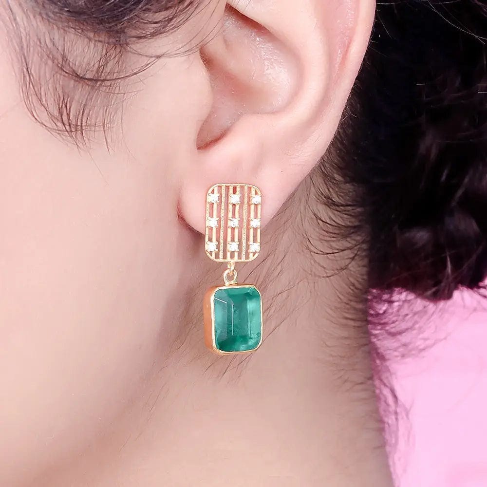 SHOOTING STAR SILVER 92.5 ZIRCON STUD EARRING-Gold / Earring
