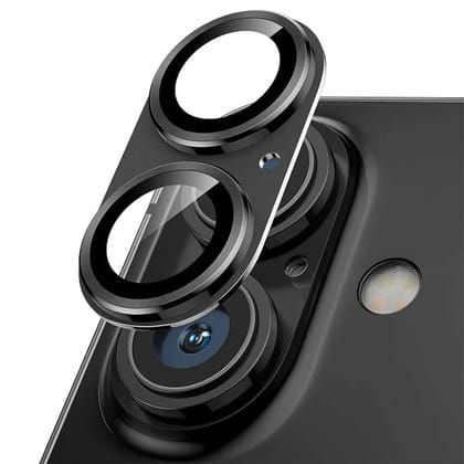 Metallic Camera Lens Protector - Black-Apple iPhone 16