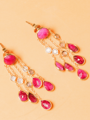 Alizeh Raindrop Earrings with Red Corundum