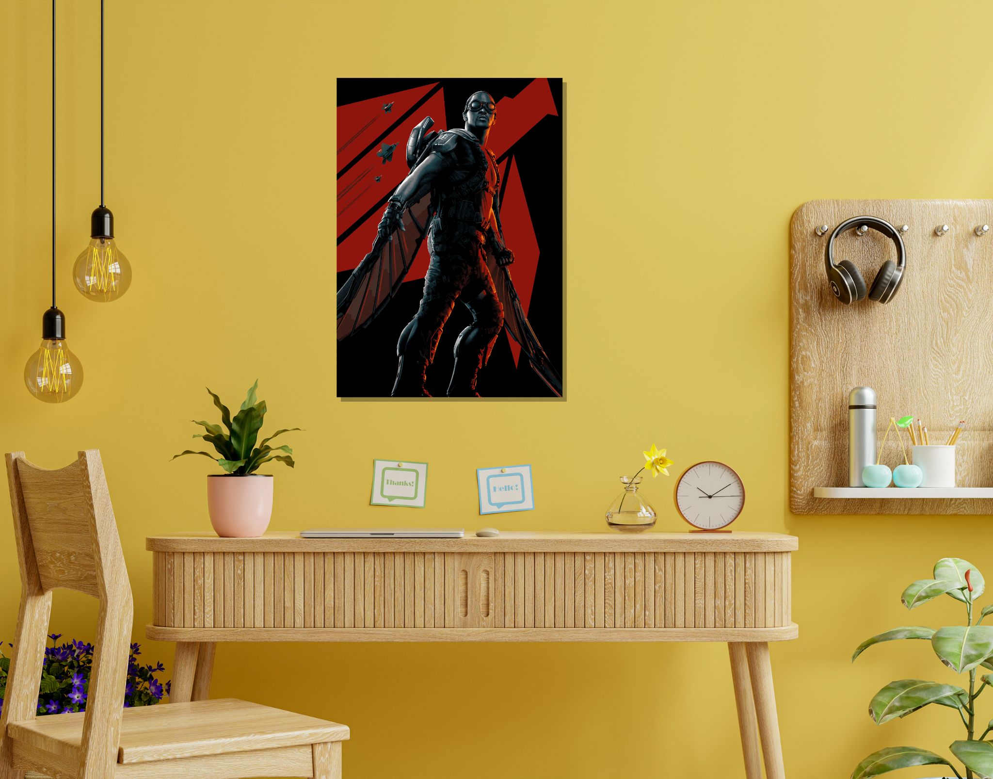 "FALCON: FAN DESIGN"- Shiny & Sturdy Metallic Poster  Art That Pops & Sticks (Literally!)-A3