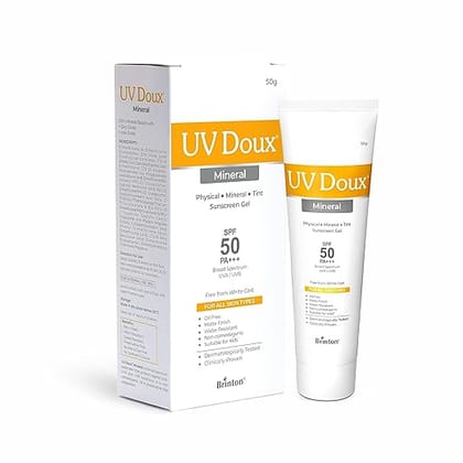 Brinton UV Doux Mineral Sunscreen Gel with SPF 50 PA+++| Mineral Based Sunscreen Gel With No White Cast | For All Skin Types