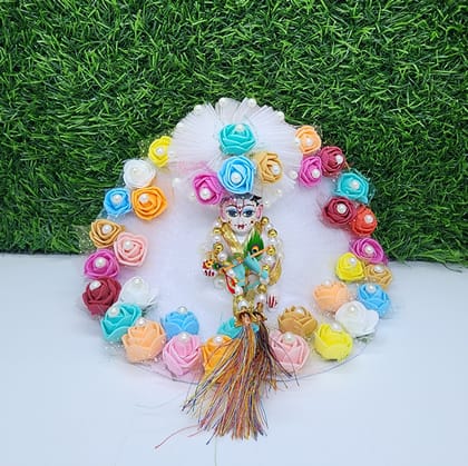 laddu gopal cute multi foam dress with pagdi and patka-1