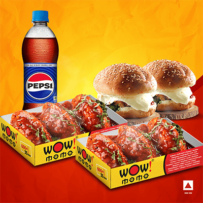 Chicken PanFried Momo(Schezwan Sauce)6Pc+Chk Moburg 2Pc+1 Pepsi 400ml