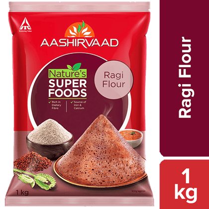 Aashirvaad Nature's Super Foods - Ragi Flour/Ragi Hittu, 1 Kg Pouch