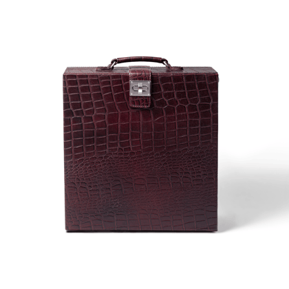 Portable Briefcase Bar Croco Leather Burgundy-BURGUNDY