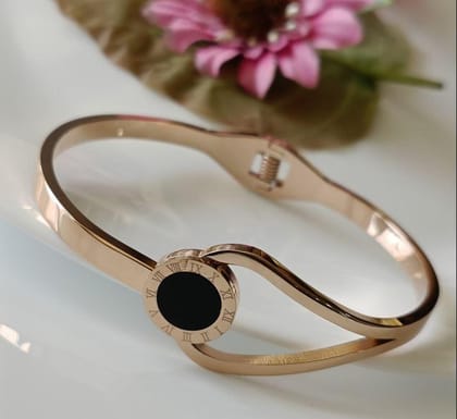 Stainless Steel Rosegold/Silver Plated Roman Numerals Kada- STKD 2675