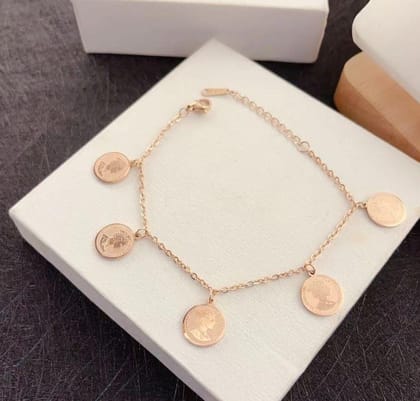 Stainless Steel Elizabeth Coin Hanging Bracelet - STBR 5098