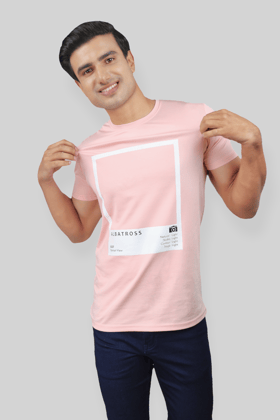 Classic Italian pink portrait printed T-shirt for men-L / Light Pink