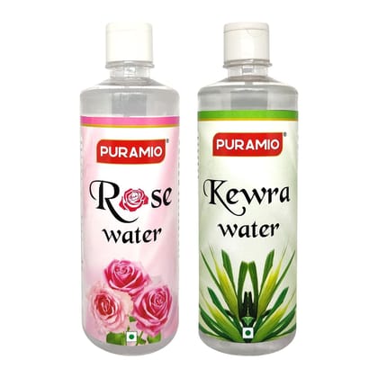Puramio Rose & Kewra Water For (Biryani, Mughlai Dishes & Cosmetic use), 500 ml Each - Pack of 2