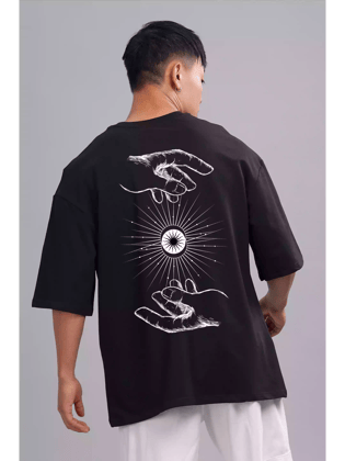 Illusion - Sukhiaatma Unisex Oversized Black T-shirt-S-42