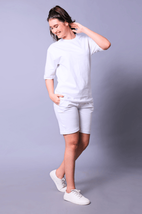 White Unisex Co-Ord Set With Shorts