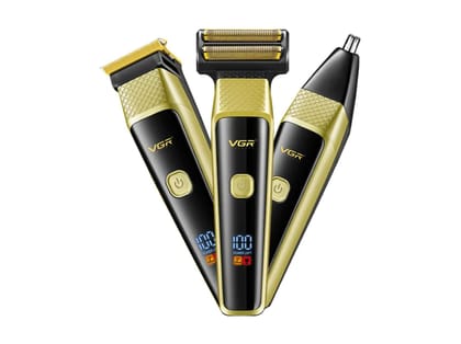 VGR VL-366 Limited Edition Professional 3 in 1 Grooming Kit, Trimmer for Men Trimmer 90 min Runtime 6 Length Settings (Gold)