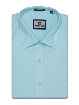 Mens Cotton Linen Regular Fit Sky Blue Colour Shirt Azuro Linen-36 / F/S / Sky Blue