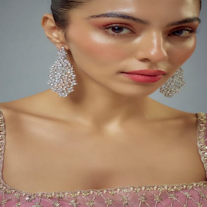 vivinia BY VIDHI MEHRA Zia Silver Plated Zircon Womens Pair of Danglers Earrings (Freesize) - VE940